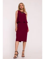S422 Šaty s krajkovou vsadkou - bordó S422 Šaty s krajkovou vsadkou - bordó