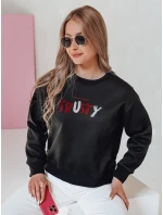 Dámská oversize mikina s výšivkou SOFTRUS černá FashionStreet BY1408