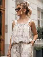 Dvoudílná dámská letní souprava s viskózou, béžová, FashionStreet AY1204