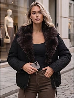 Dámská zimní bunda s odnímatelným límcem, černá, FashionStreet TY6072 Dámská zimní bunda s odnímatelným límcem, černá, FashionStreet TY6072
