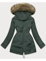Zeleno-béžová teplá dámská zimní bunda (w559)