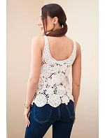 Dámská viskózová halenka bez rukávů s výstřihem do V džínová