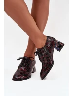 Kožené lakované dámské polobotky na podpatku s krystaly Artiker 57C0073 bordó Kožené lakované dámské polobotky na podpatku s krystaly Artiker 57C0073 bordó