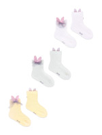Yoclub Kotníkové ponožky bez vzoru lodiček - 3 balení SKC/3D-AP/3PAK/GIR/001 White