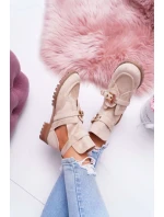 Lu Boo béžové Suede vystřihnout kotníkové boty Rock Girl