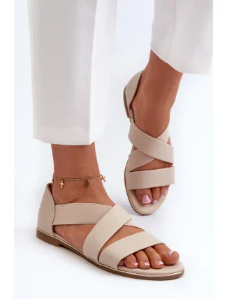 Béžové kožené sandály z Puglia s lemem