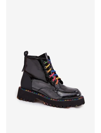 Dámské lakované kožené botky Artiker – černé