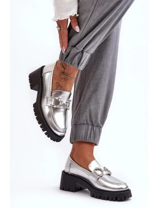 Dámské polobotky na podpatku 2646-5 model 189876 Stříbrná s černou - Sweet Shoes Dámské polobotky na podpatku 2646-5 model 189876 Stříbrná s černou - Sweet Shoes