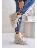 Kožené Dámské Tenisky Na Masivní Platformě Béžové CheBello 4561 Kožené Dámské Tenisky Na Masivní Platformě Béžové CheBello 4561