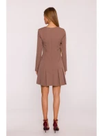 M872 Šaty s obrácenými záhyby - mocca