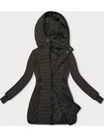 Dámská bunda v army barvě s kapucí pro přechodné období (2M-017)