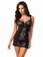 Nádherná košilka Heartina chemise black - Obsessive
