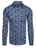 Pánská vzorovaná košile s dlouhým rukávem tmavě modrá FashionStreet DX2671