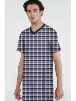 Vamp - Bavlněná kostkovaná pánská noční košile 20624 - Vamp