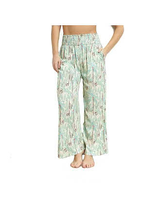 Dámské plážové kalhoty DIM TROPICAL PANTS - DIM - zelená Dámské plážové kalhoty DIM TROPICAL PANTS - DIM - zelená