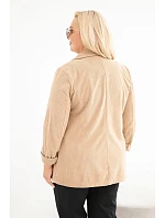 Dámské sako Plus Size manšestrové s klopami a kapsami camelová Dámské sako Plus Size manšestrové s klopami a kapsami camelová