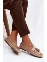 Dámské mokasíny s plochou podrážkou a třásněmi Béžové Marilisse