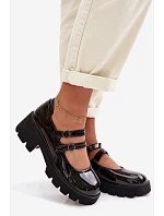 Lakované dámské polobotky na podpatku s pásky Kamira