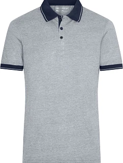 Daiber JN 706 Pánské žerzejové melírované polo 02.0706 grey heather/navy