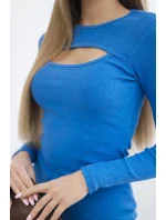 Dámské šaty s průstřihem ve výstřihu chrpově modré Dámské šaty s průstřihem ve výstřihu chrpově modré