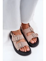 Semišové dámské sandály s přezkami Big Star RR274663 světle růžové