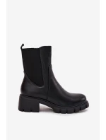 Dámské Botky Na Klocku Eko Kůže Černé Kyra