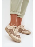 Kožené batohy Dámské polobotky D&A GR61-5951 Béžové