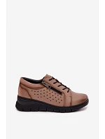 Kožené dámské polobotky na platformě Vinceza 39977 Béžové