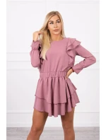 Šaty se svislými volány tmavě růžové