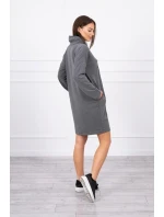 Šaty s kravatou v grafitové barvě