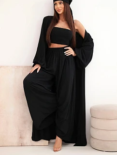 Dámský viskózový 4dílný komplet v boho stylu černý