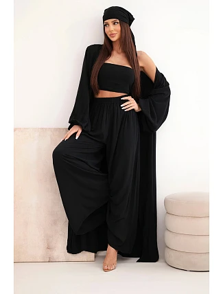 Dámský viskózový 4dílný komplet v boho stylu černý