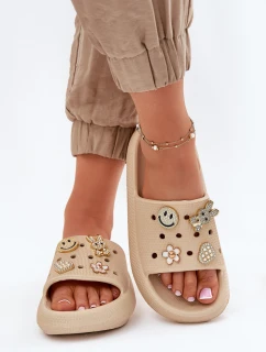 Dámské Pěnové Pantofle S Příšivkami Béžové Vinceza 76055