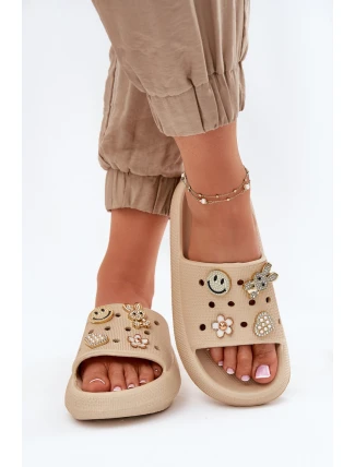 Dámské Pěnové Pantofle S Příšivkami Béžové Vinceza 76055