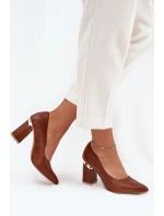 Kožené Lodičky Lewski 3117 Tmavě hnědé