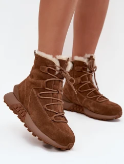 Dámské Sněhule Z Semiše S Kožíškem Big Star SS274318 Hnědé