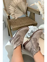 Dámské perforované kotníkové boty HY61-8026 Béžové - S.Barski