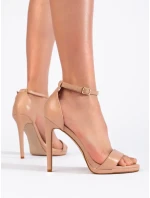 Komfortní hnědé sandály dámské na jehlovém podpatku Komfortní hnědé sandály dámské na jehlovém podpatku