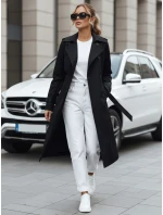 FashionStreet dámský dvouřadový černý trenčkot TY5437
