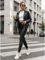 Dámské voskované legíny s vysokým pasem černé FashionStreet UY2855