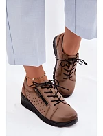 Kožené dámské polobotky na platformě Vinceza 39977 Béžové