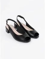 Zajímavé  sandály dámské černé na širokém podpatku
