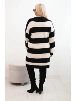 Dámské pletené šaty Plus Size pruhované černá