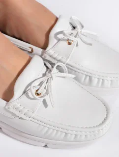 Trendy dámské mokasíny bílé bez podpatku
