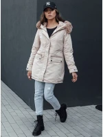 Dámská zimní bunda parka s kapucí SNOWFALL béžová FashionStreet TY4490 Dámská zimní bunda parka s kapucí SNOWFALL béžová FashionStreet TY4490