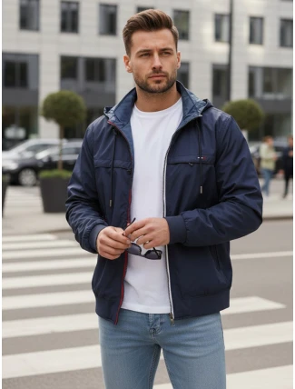 FashionStreet pánská tmavě modrá oboustranná přechodná bunda TX4985