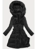 Černá dámská zimní bunda s ozdobnou kožešinou (5M3158-392) Černá dámská zimní bunda s ozdobnou kožešinou (5M3158-392)