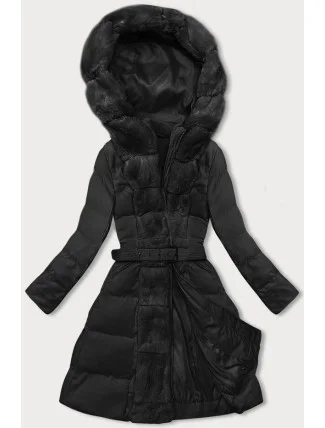 Černá dámská zimní bunda s ozdobnou kožešinou (5M3158-392) Černá dámská zimní bunda s ozdobnou kožešinou (5M3158-392)