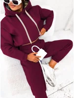 Hrubší bavlněná dámská tepláková souprava ve vínové bordó barvě (82143) Hrubší bavlněná dámská tepláková souprava ve vínové bordó barvě (82143)