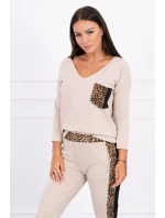 Sada s leopardím potiskem v béžové barvě Sada s leopardím potiskem v béžové barvě